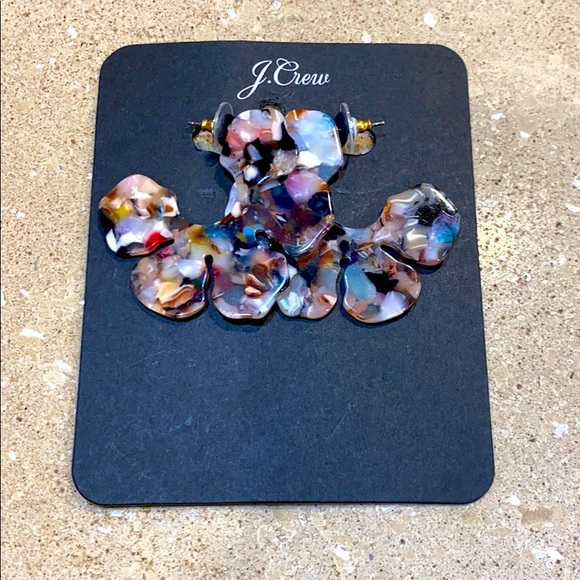 J. Crew jewelry Flower Acetate Hoop earrings AK969 - Picture 2 of 2